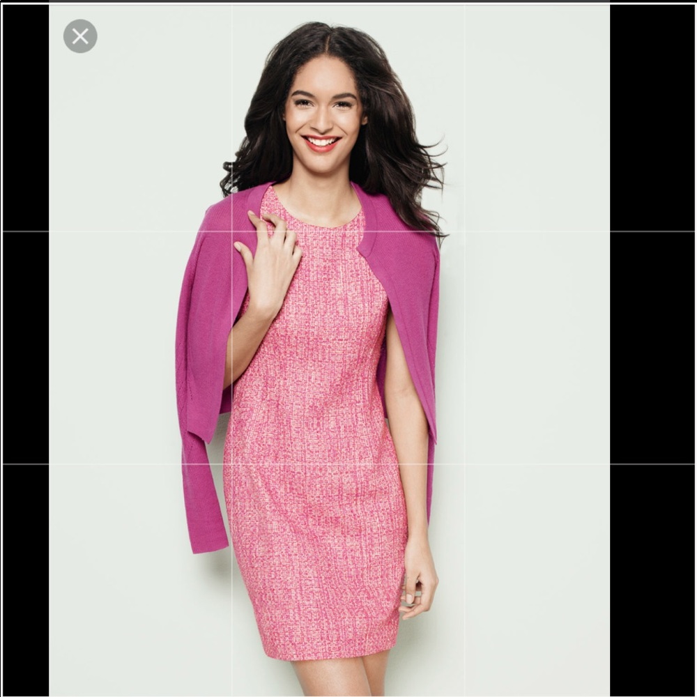 💎T Tahari by Elie Tahari tweed dress pink/white